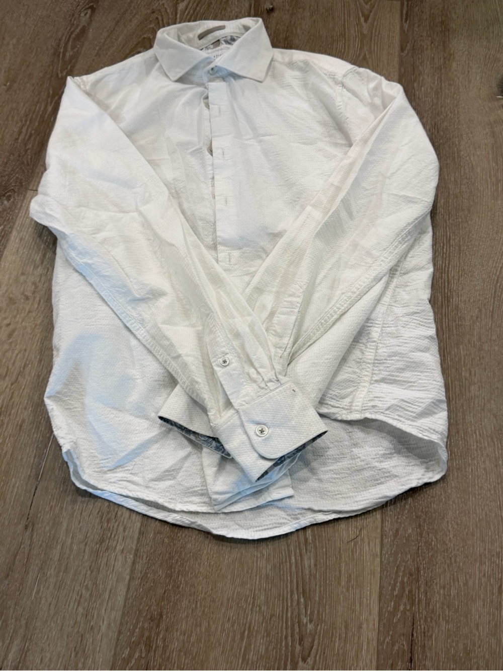 White Men’s Textured Button-Down Shirt